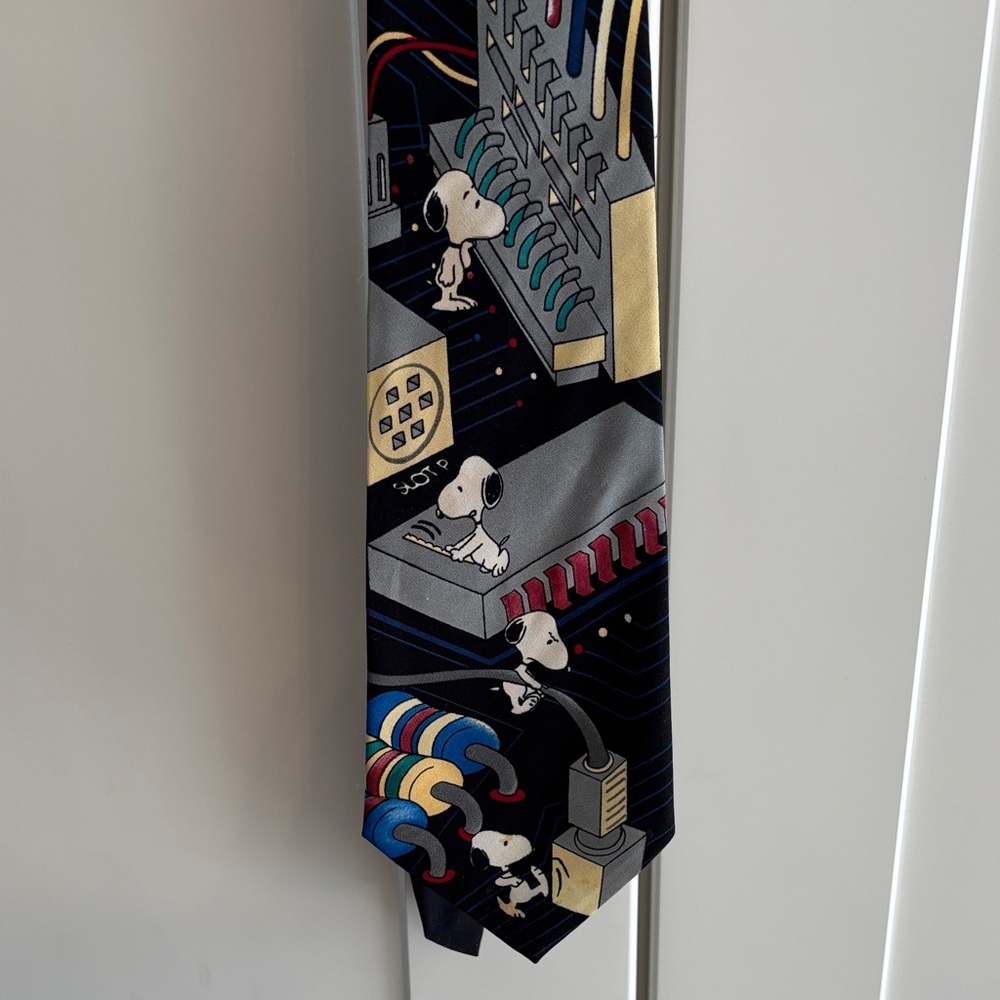 1958 Snoopy Circuit Board Novelty Tie - Black with Multicolor Accents